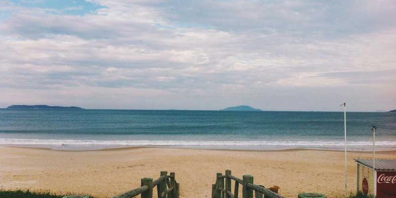 一位年轻人站在镜子前,专注地刷牙,背景是一面墙上挂着刷牙的二十个步骤图解